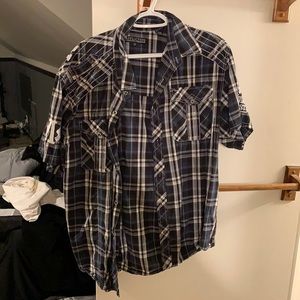 Affliction 2x short sleeve button up blue